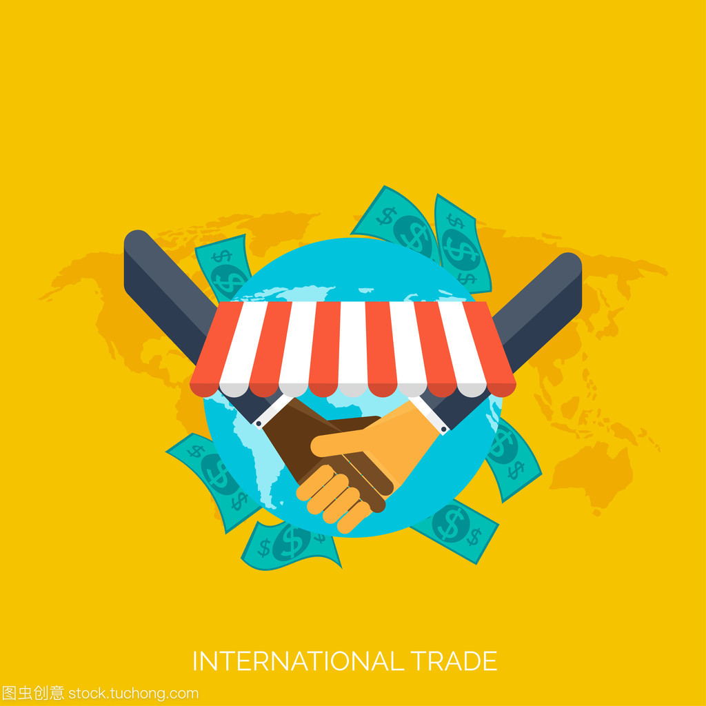 平的手。全球國際貿易概念背景。業務和賺錢